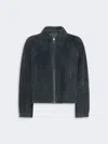 Max Mara Suede Jacket In Navy
