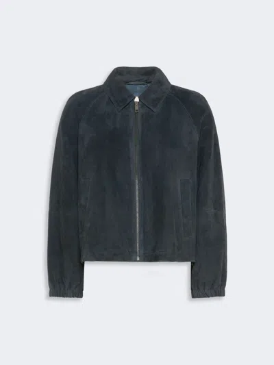 Max Mara Suede Jacket In Navy