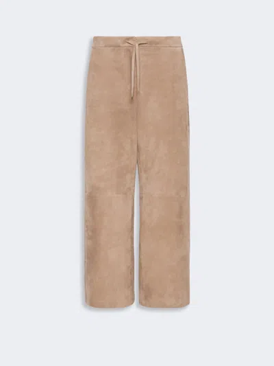 Max Mara Suede Joggers In Neutral