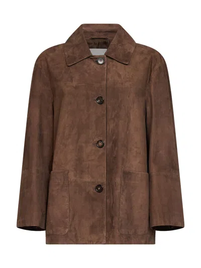 Max Mara Suede Lambskin Jacket In Gold