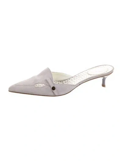 Pre-owned Max Mara Suede Lasercut Accents Mules In Purple