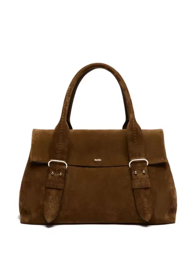 Max Mara Suede Leather Handbag In Brown