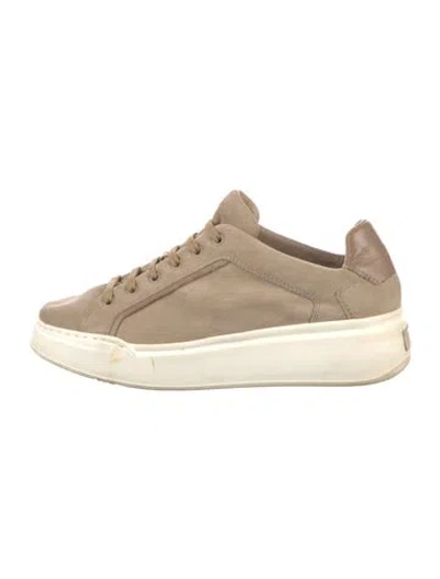 Pre-owned Max Mara Suede Leather Trim Embellishment Sneakers In Neutrals