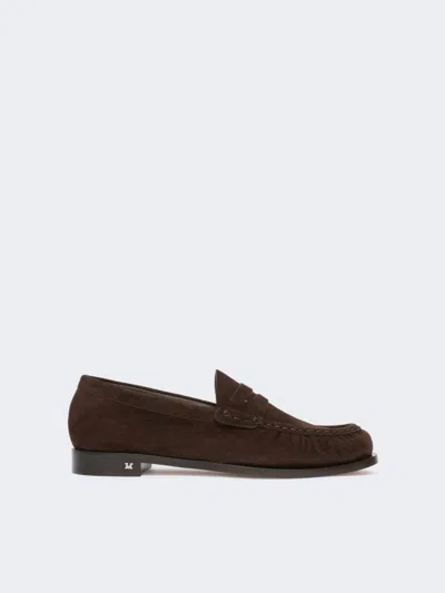 Max Mara Suede Loafers In Brown