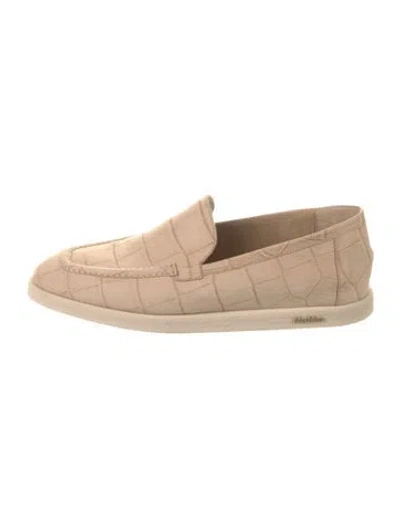 Pre-owned Max Mara Suede Loafers In Neutral