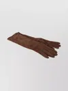 Max Mara Suede Long Gloves Monogram Detail In Brown