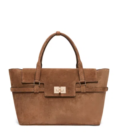 Max Mara Suede Margeux Top-handle Bag In Brown