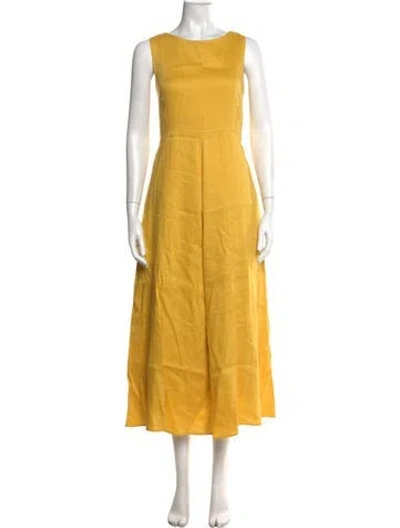 Pre-owned Max Mara Suede Midi Length Dress In Yellow