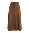Max Mara Suede Midi Skirt In Brown