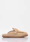 Max Mara 10mm Manly Suede Mules In Beige