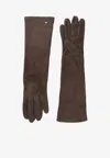 Max Mara Suede Nappa Gloves In Brown