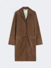 Max Mara Suede Overcoat In Brown
