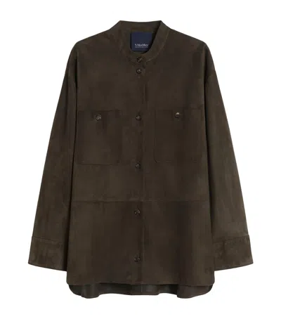 Max Mara Suede Overshirt In Green