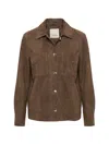 Max Mara Suede Patch-pocket Jacket In Brown