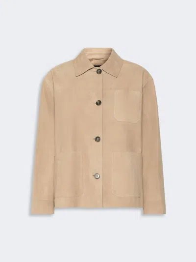Max Mara Suede Pocket Jacket In Brown