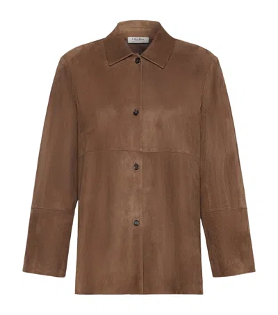 Max Mara Suede Shirt Jacket In Brown