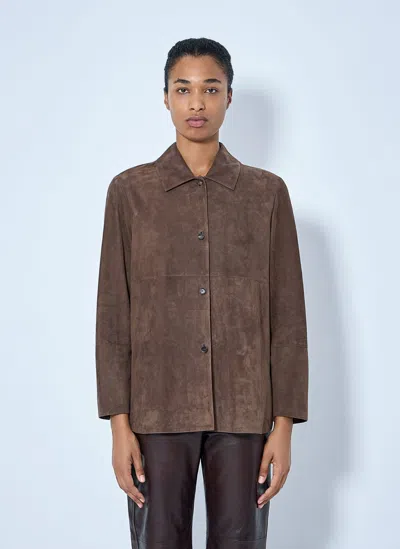 Max Mara Suede Shirt Jacket In Brown