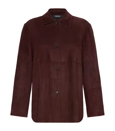 Max Mara Suede Shirt Jacket In Burgundy