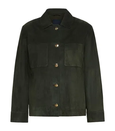 Max Mara Suede Shirt Jacket In Green