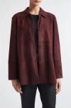 Max Mara Suede Shirt Jacket In Red