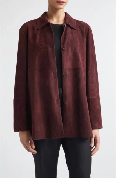 Max Mara Suede Shirt Jacket In Red