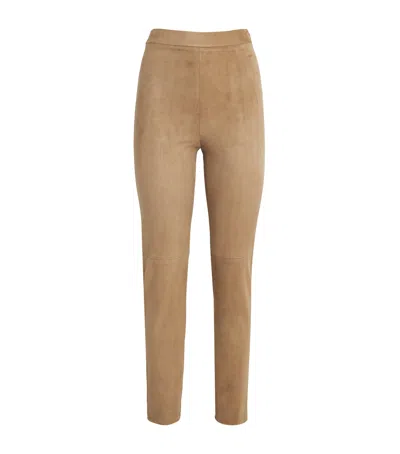 Max Mara Suede Skinny Trousers In Beige