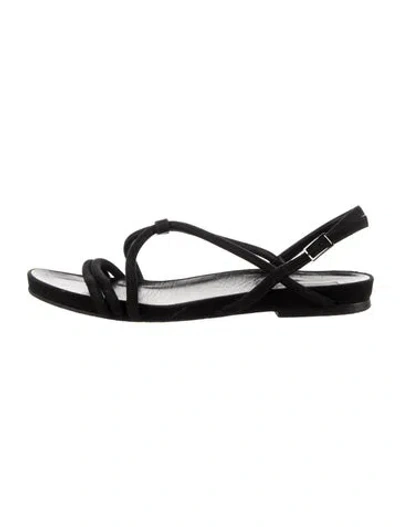 Pre-owned Max Mara Suede Slingback Sandals In Black