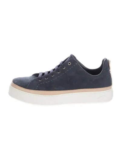 Pre-owned Max Mara Suede Sneakers In Blue