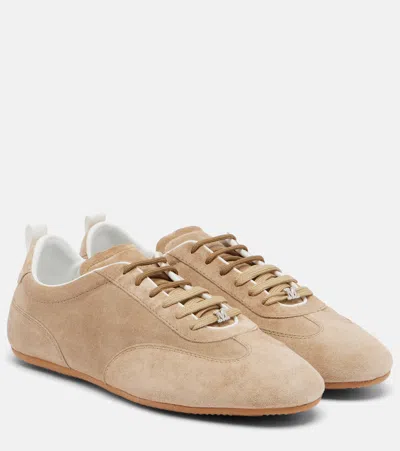 Max Mara Suede Sneakers In Neutral