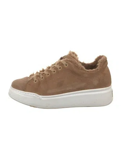 Pre-owned Max Mara Suede Sneakers In White