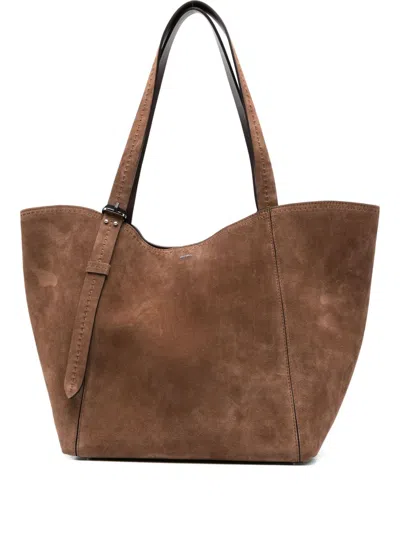 Max Mara Suede Tote Bag In Brown