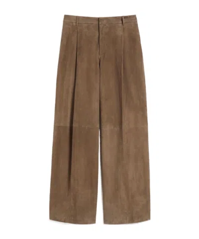 Max Mara Suede Trousers In Brown