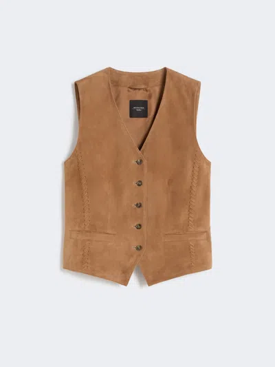 Max Mara Suede Waistcoat In Brown