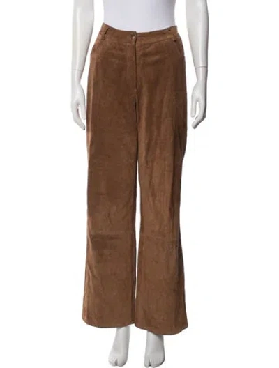 Pre-owned Max Mara Suede Wide Leg Pants In Brown