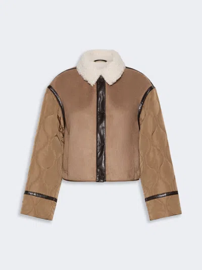 Max Mara Suede-effect And Technical Fabric Cropped Jacket In Brown