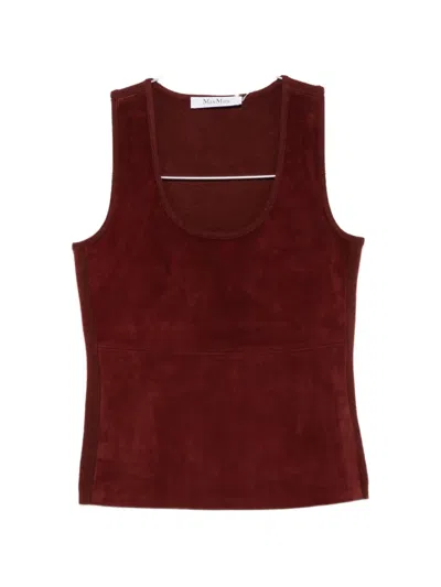 Max Mara Suede-panelled Scoop-neck Tank Top In Red
