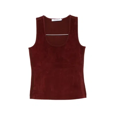 Max Mara Suede-panelled Scoop-neck Tank Top In Red