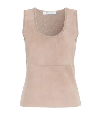 Max Mara Suede-wool-cashmere Tank Top In Burgundy