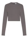Max Mara Arcella Stretch Viscose Crepe Rib Top In Grey