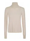 Max Mara High Neck Wool Sweater With Long Sleeves In Beige