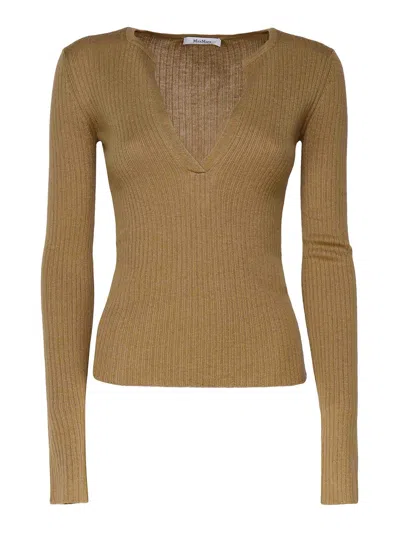 Max Mara Urlo Sweater In Silk And Wool Blend In Beige