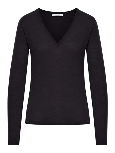 Max Mara Lince Sweater In Satined Cashmere Yarn In Black