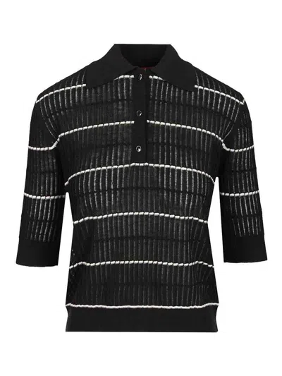 Max Mara Sweater In Wool And Silk Yarn In Black