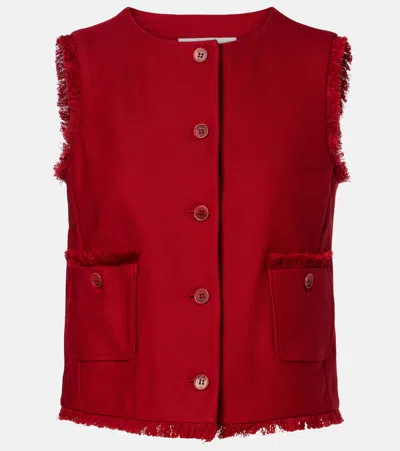 Max Mara Sumero Fringed Cotton Gabardine Vest In Red