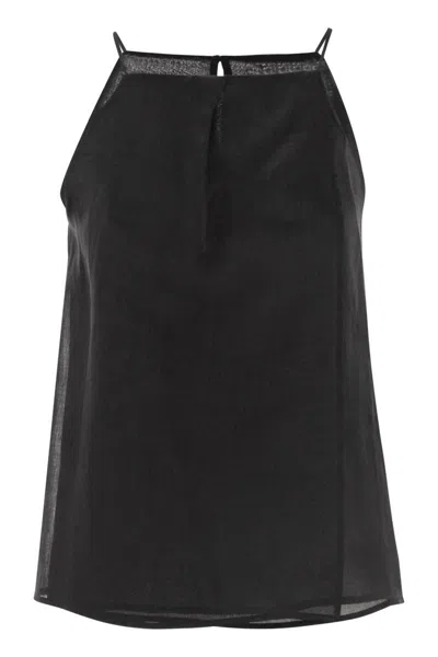 Max Mara Summer - Ramie Gauze Top In Black