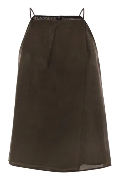 Max Mara Summer - Ramie Gauze Top In Brown