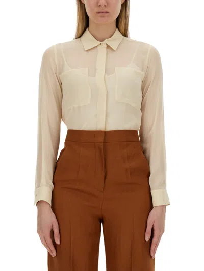 Max Mara Summer Clam Shirt In Ivory
