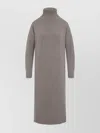 Max Mara High Turtleneck Cashmere Midi Dress In Gray