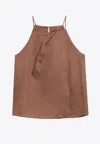 Max Mara Tobacco-coloured Ramie Gauze Top In Brown