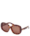 Max Mara Women's Edna Oversized Round-frame Dark Havana Acetate Sunglasses In Crl